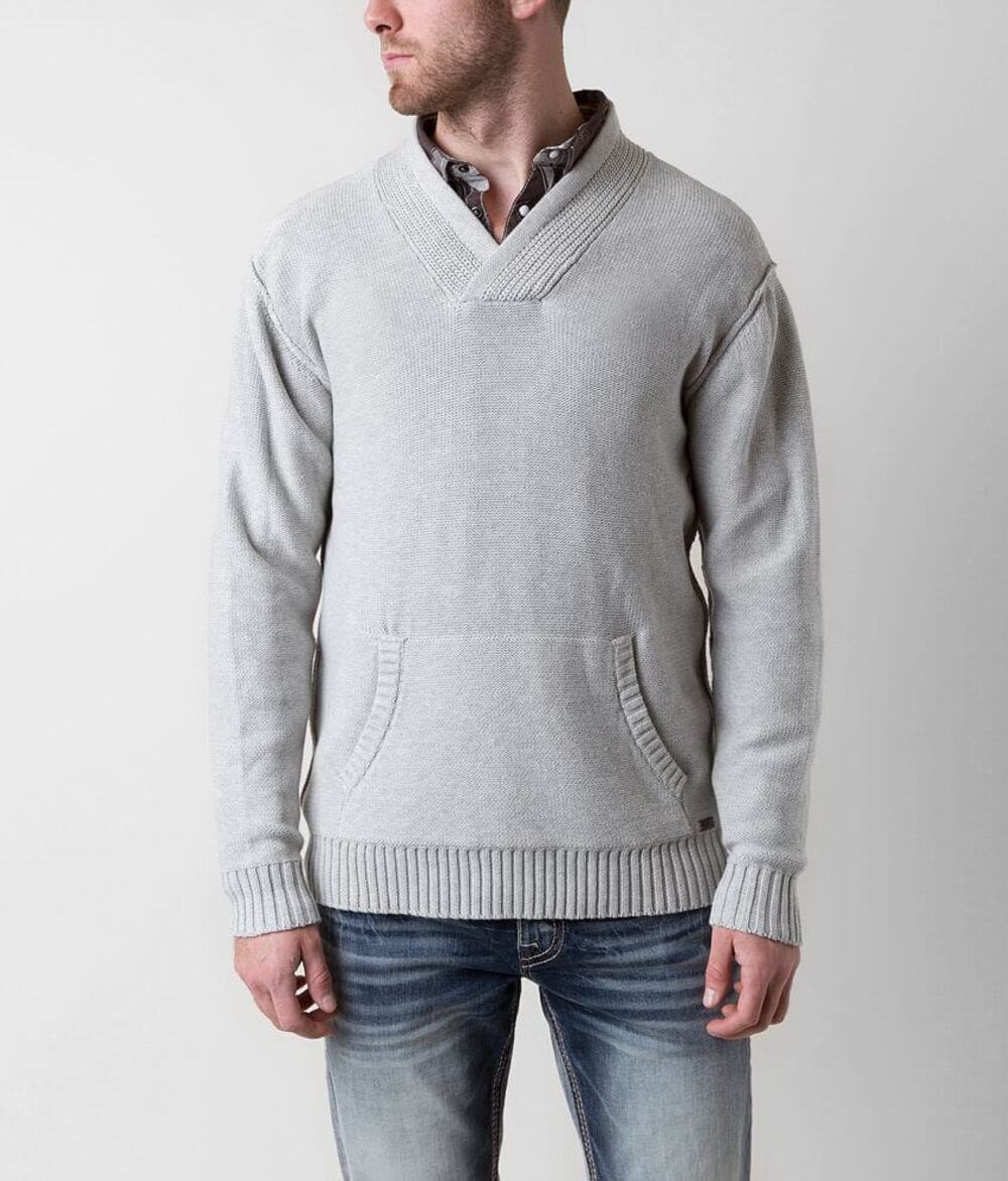 JB HOLT Mens Fulton Lincoln Cotton Chunky Sweater Shawl Size Large Gray Dadcore